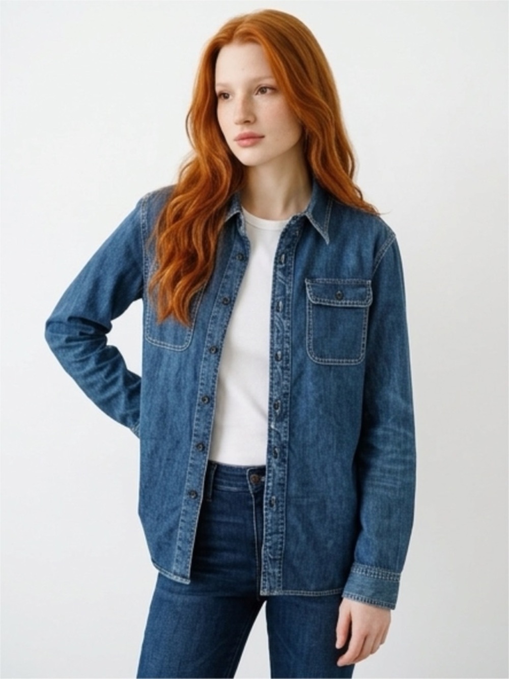 AE77 Classic Denim‎ Button-Up Shirt / NWT / Size Small / MSRP $198